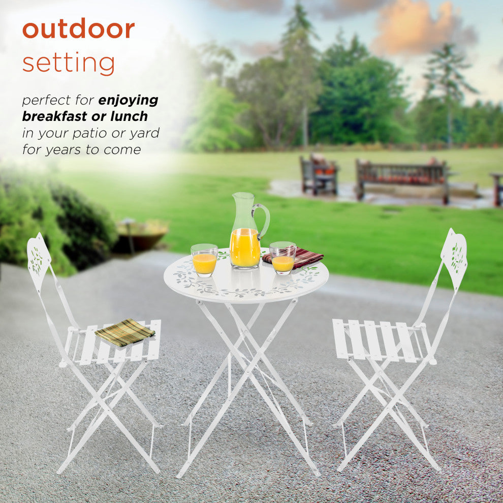 Metal 3-Piece Bistro Set, White