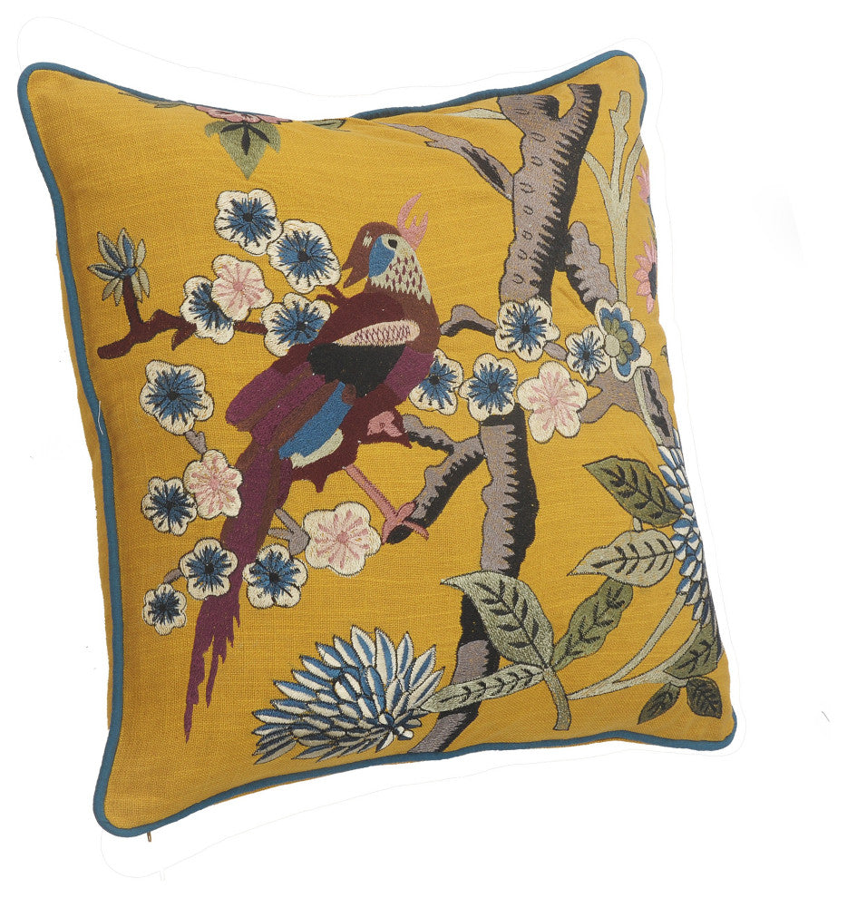 Yellow Bird of Paradise Throw Pillow