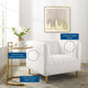 Tufted Armchair Accent Chair, Velvet, White, Modern, Living Lounge Hospitality