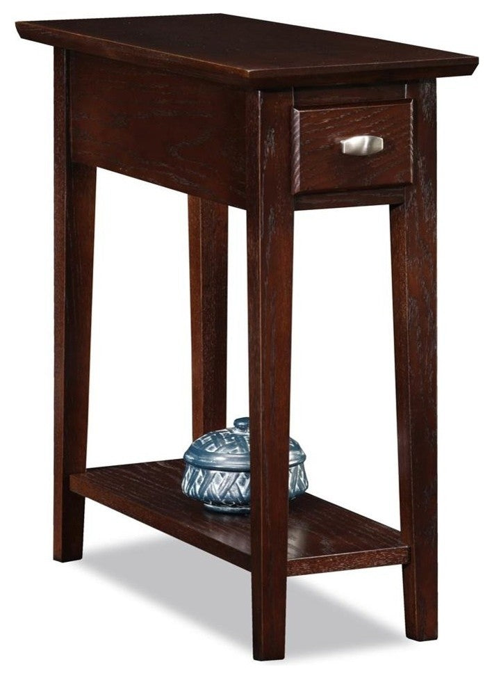 Leick Furniture Wood Chairside-Recliner End Table in a Chocolate Oak Finish