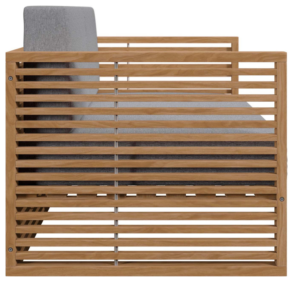 Carlsbad Teak Wood Outdoor Patio Loveseat, Natural Gray