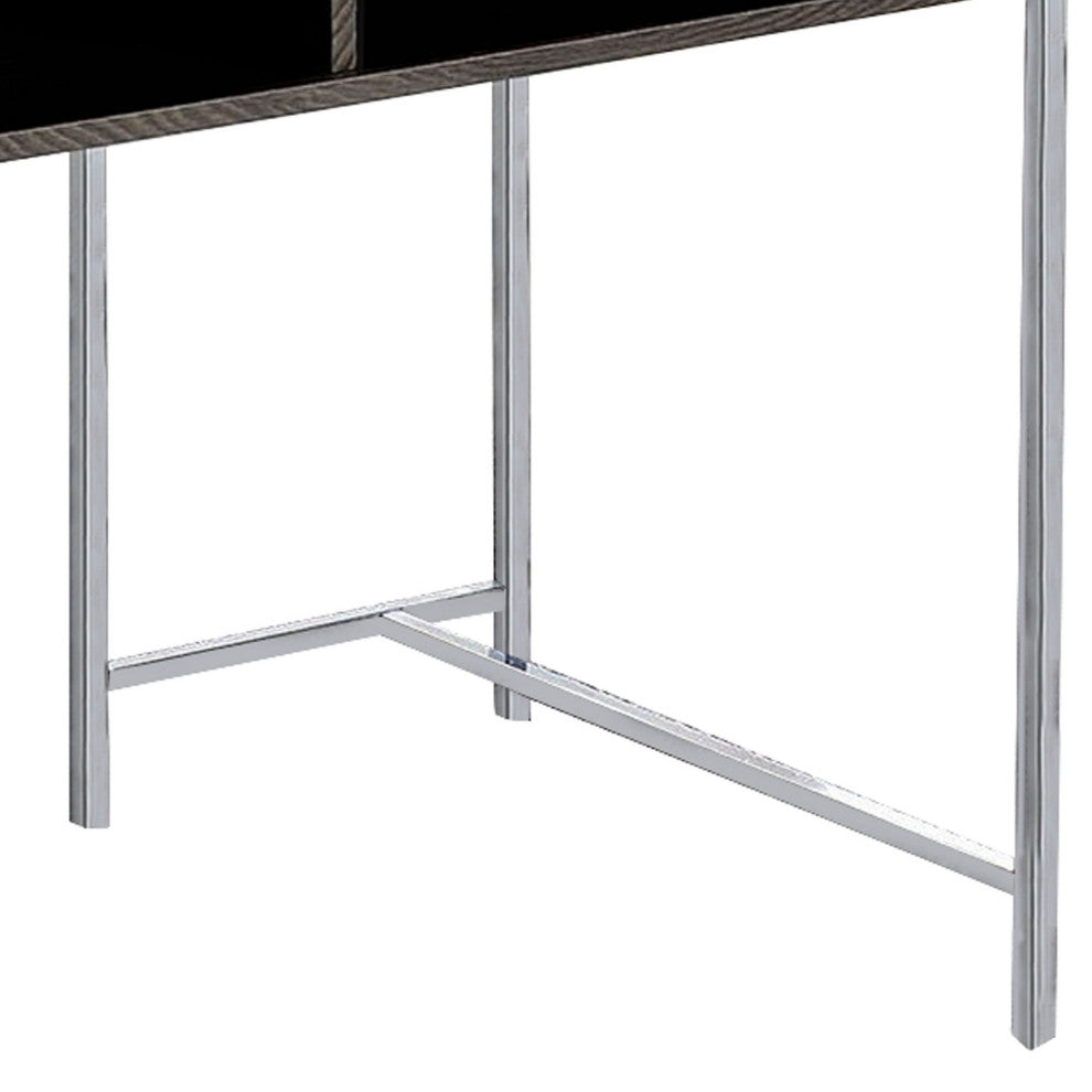 Benzara BM230049 Wooden Desk With Metal Base and Open Compartments, Brown