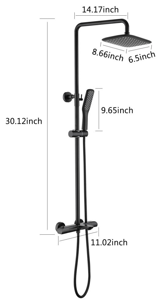 4 spray modes thermostatic wall-mounted shower faucet and bathtub faucet, Matte Black