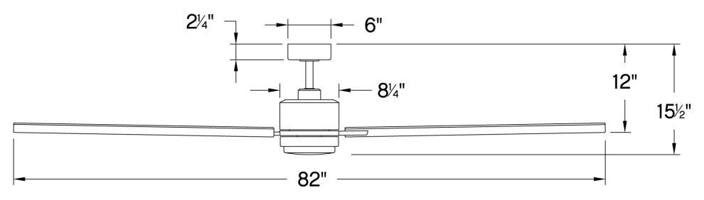 Hinkley Indy Maxx 82``Ceiling Fan 900982FMB-LDD