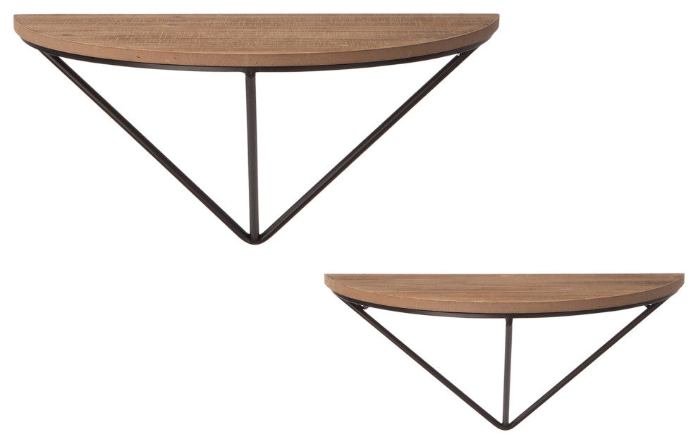 2-Piece Farmhouse Metal/Wooden Wall Shelves