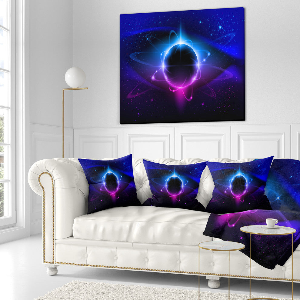 Fractal Black Star Contemporary Throw Pillow, 16"x16"