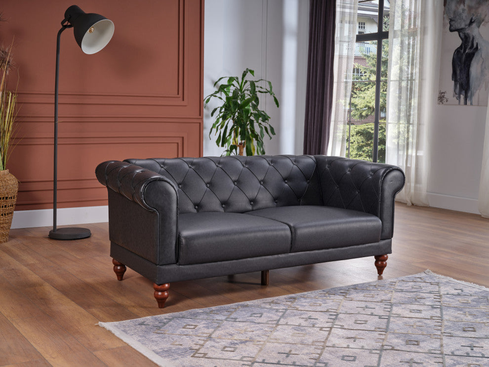 Muse Love Seat, Muse Gray Pu