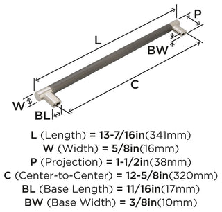 Amerock BP36561 Bronx 12-5/8 Inch Center to Center Bar Cabinet - Polished
