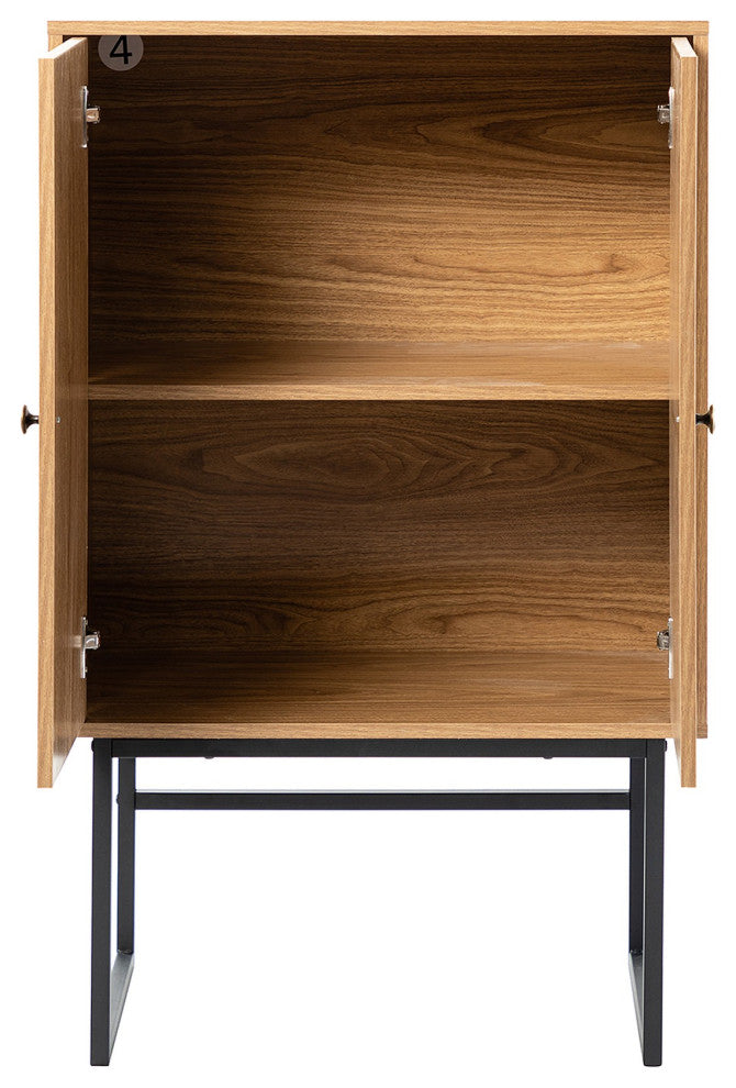 Wood Double Door Accent Cabinet with Interior Shelves , Brown, 26'' X 15''