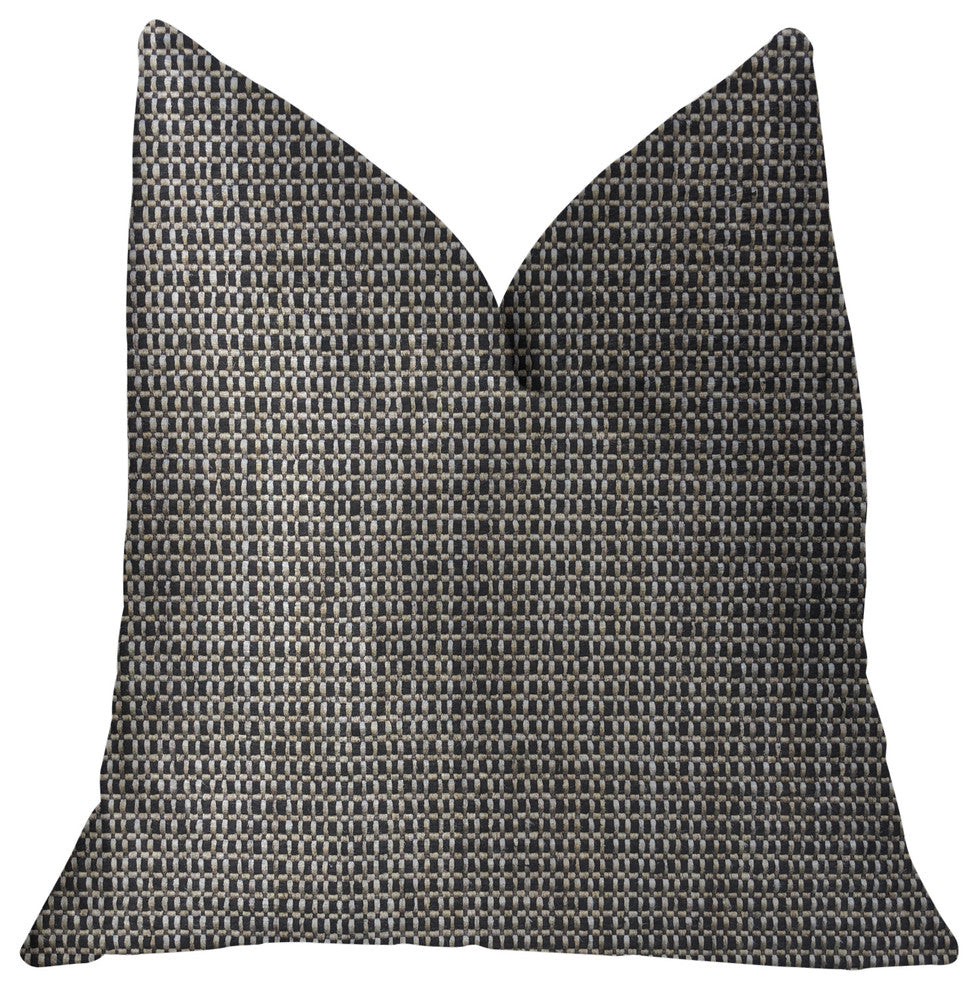 Melbourne Beige and Black Luxury Throw Pillow, 18"x18"