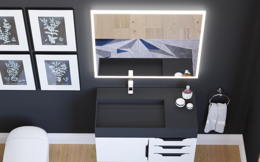 Smart Lisa Dimmable LED Bathroom Mirror With Voice Control, 36"x30"