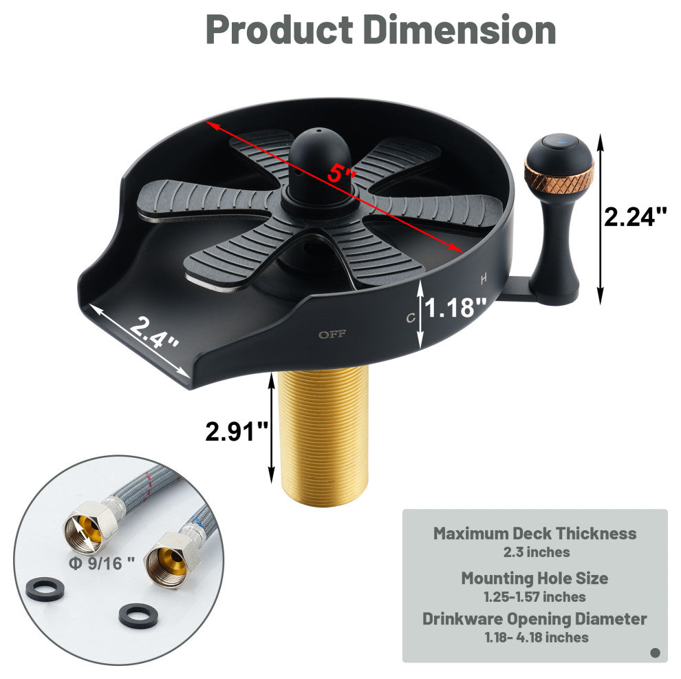 Kitchen Automatic Faucet Bottle Cup Washer Bar Sink With Hot and Cold Options, Matte Black