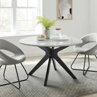 Traverse 50" Round Performance Artificial Marble Dining Table Black White -5508