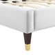 Platform Bed Frame, King Size, Velvet, White, Modern Contemporary, Bedroom