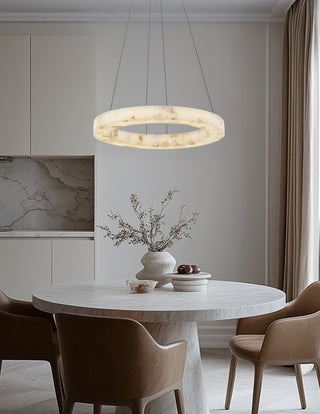 LumenAria Medley 24" LED Alabaster Rocks Ring Pendant