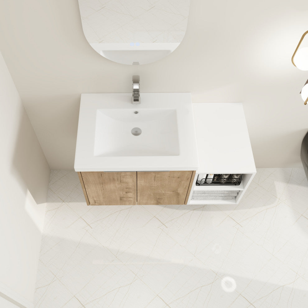 BNK Wall-Mounted Bathroom Cabinet Set with Soft-Close Doors, Imitative Oak, 36inch