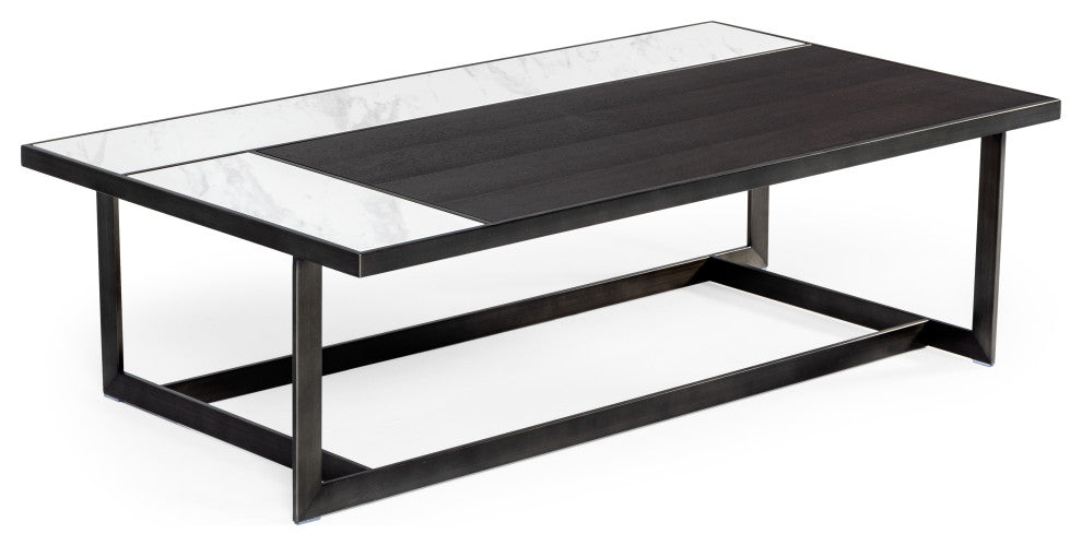 Modrest Fargo Modern Ceramic and Grey Walnut Coffee Table