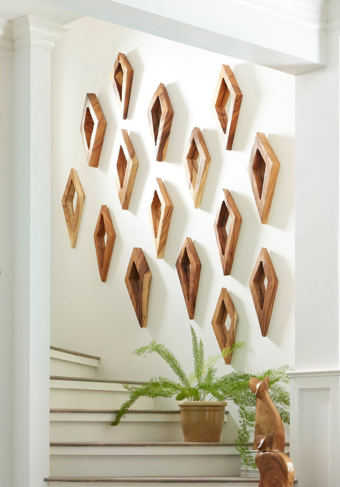 Diamond Chamcha Wood Mirror, Medium, Natural