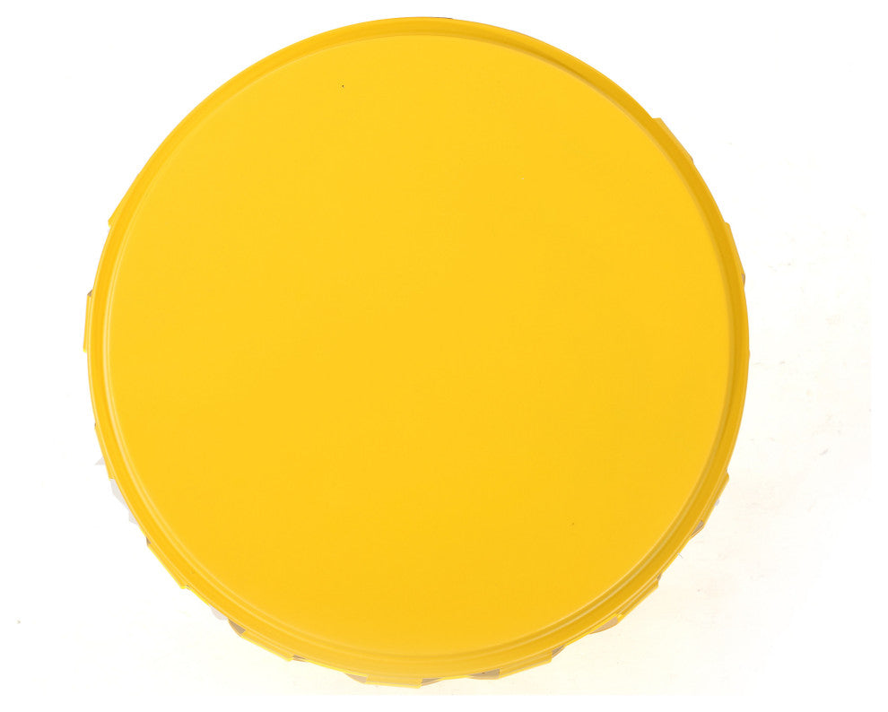 GDF Studio Pecola Indoor Lattice Iron Side Table, Matte Yellow, 14"