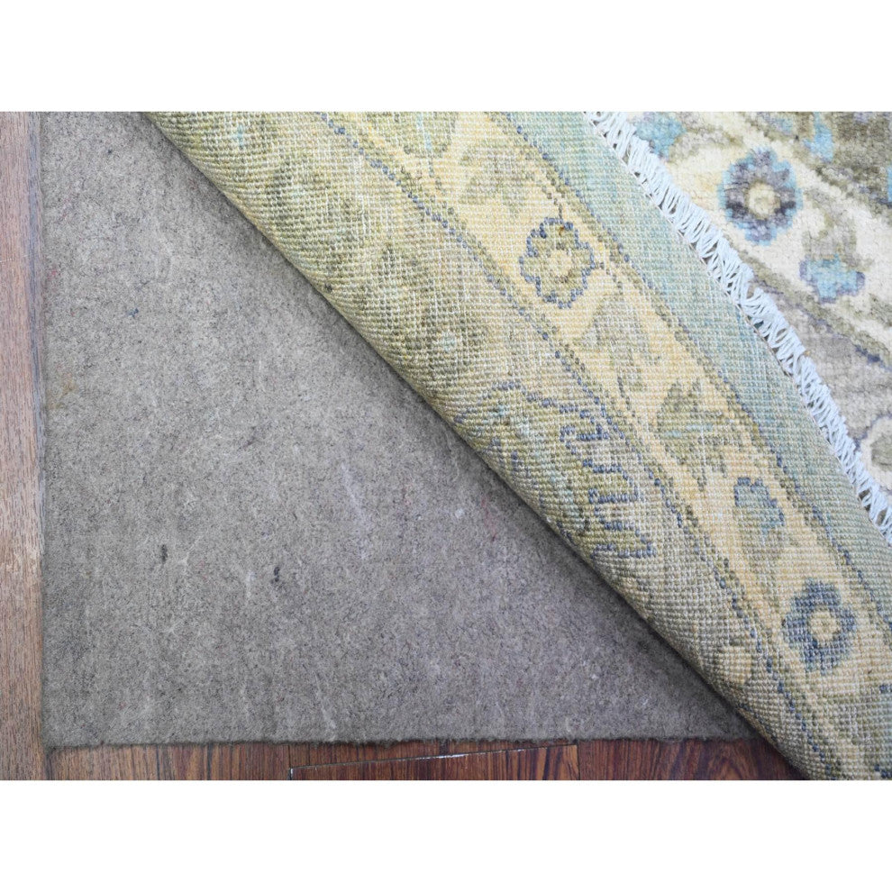 Blue Mahal Design Hand Knotted Pure Wool Round Oriental Rug, 7'10"x8'