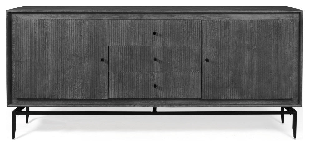 Camilo 69" Wide 3 Door Wood Sideboard, Black