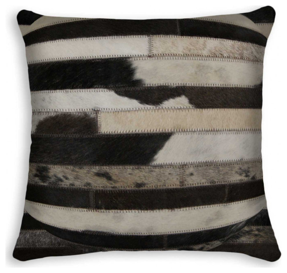 18"x18"x5" Modern Tricolor Torino Kobe Cowhide Pillow