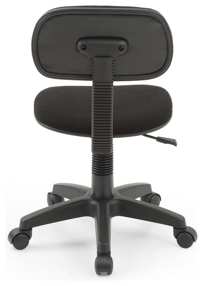 Hodedah Armless Adjustable Height Swivelling Task Chair in Black Fabric
