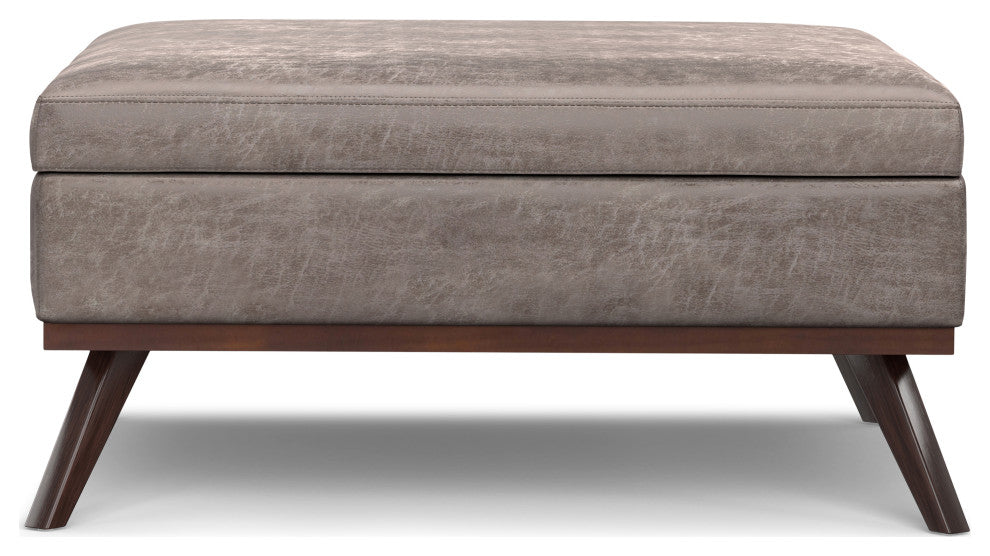 Owen XL Square Coffee Table Storage Ottoman, Distressed Grey Taupe, 41"