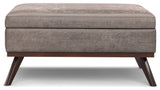 Owen XL Square Coffee Table Storage Ottoman, Distressed Grey Taupe, 41"