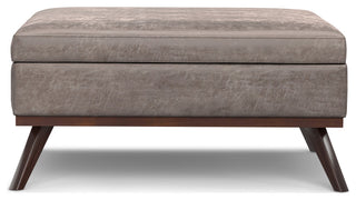 Owen XL Square Coffee Table Storage Ottoman, Distressed Grey Taupe, 41"