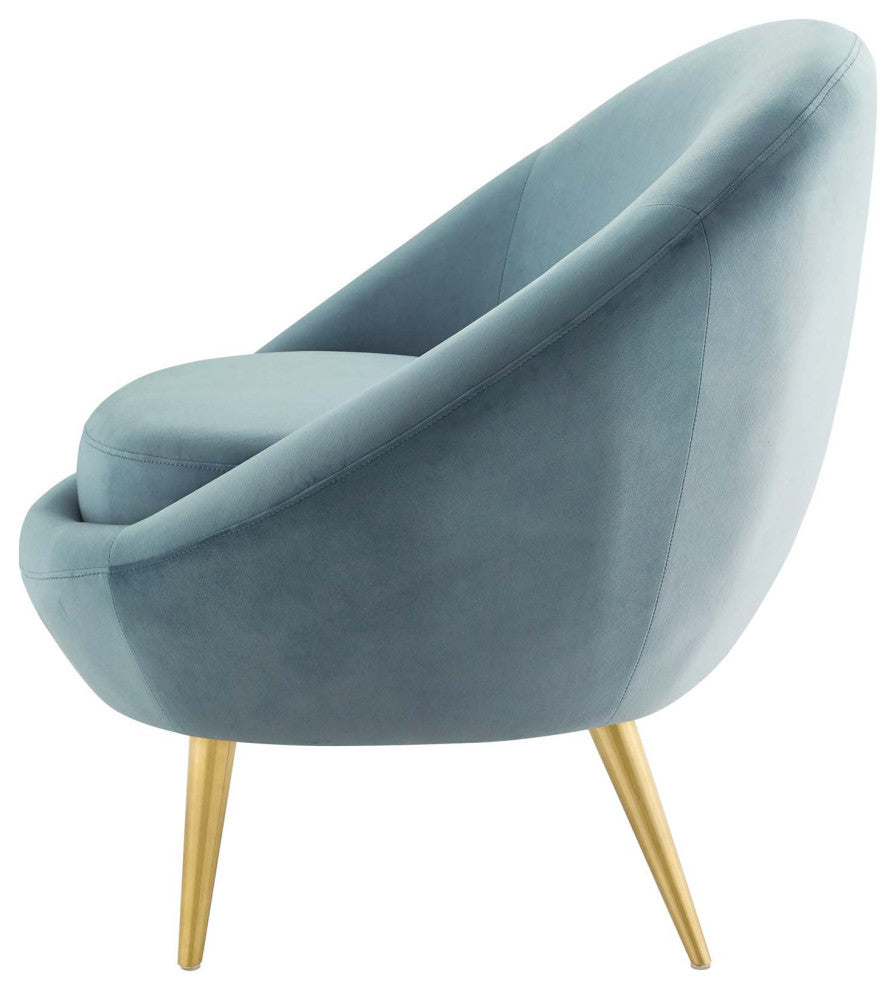 Accent Chair, Set of 2, Velvet, Metal, Blue, Modern, Living Lounge Hospitality