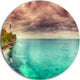 Green Sunset Panorama View, Seascape Photo Round Wall Art, 23"