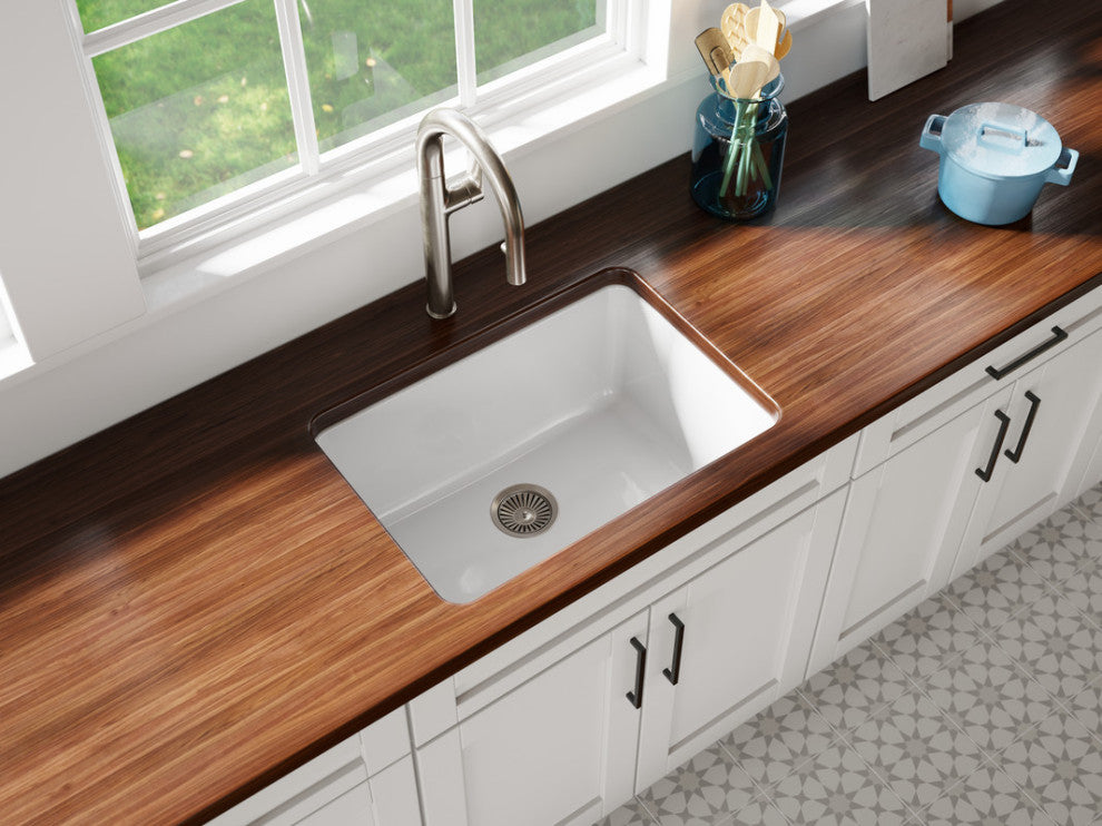 LaToscana 27'' Undermount or Drop-In Fireclay Sink, White