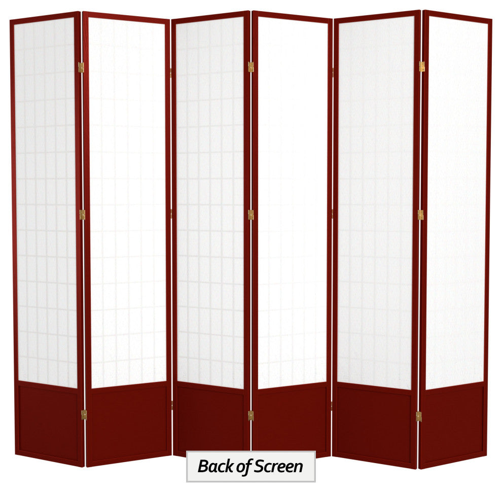 7'' Tall Window Pane Shoji Screen, Rosewood, 6 Panels