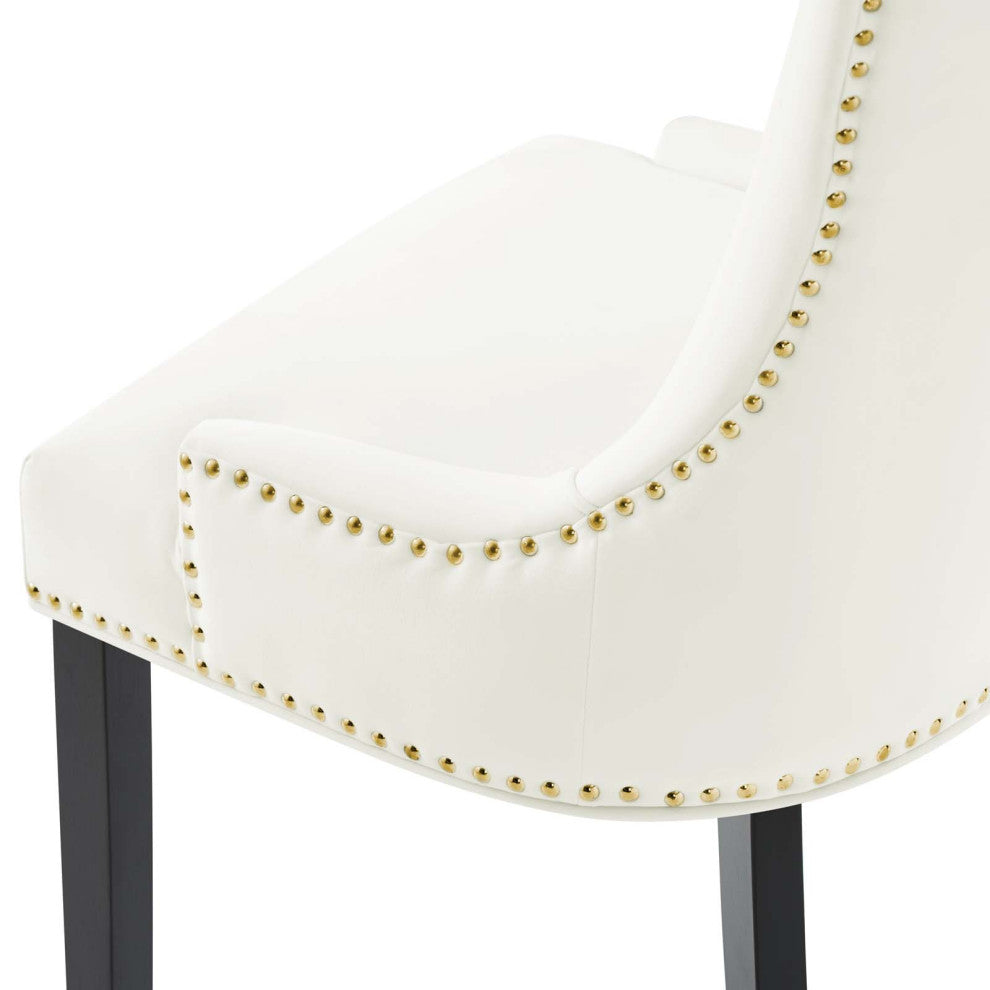 Dining Chair, Nailhead, Set of 2, White, Velvet, Modern, Bistro Hospitality