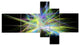Yellow Blue Chaos Multicolored Rays, Abstract Canvas Wall Art, 60"x32", 5 panels