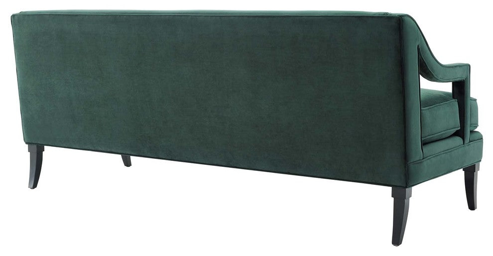 Concur Button Tufted Upholstered Velvet Sofa, Green