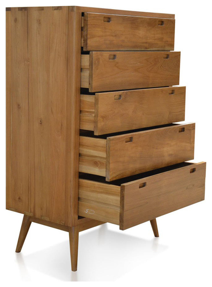 Harmonia Living Fifties 5-Drawer Tower Dresser - Danish Honey