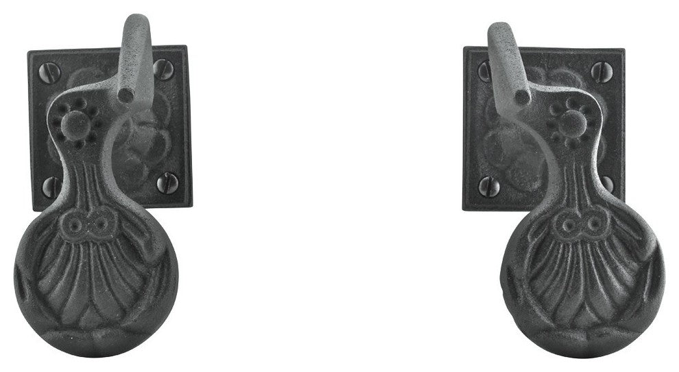 Black Shutter Dog Wrought Iron Seashell Wood Mount Pack of 6 Renovators Supply