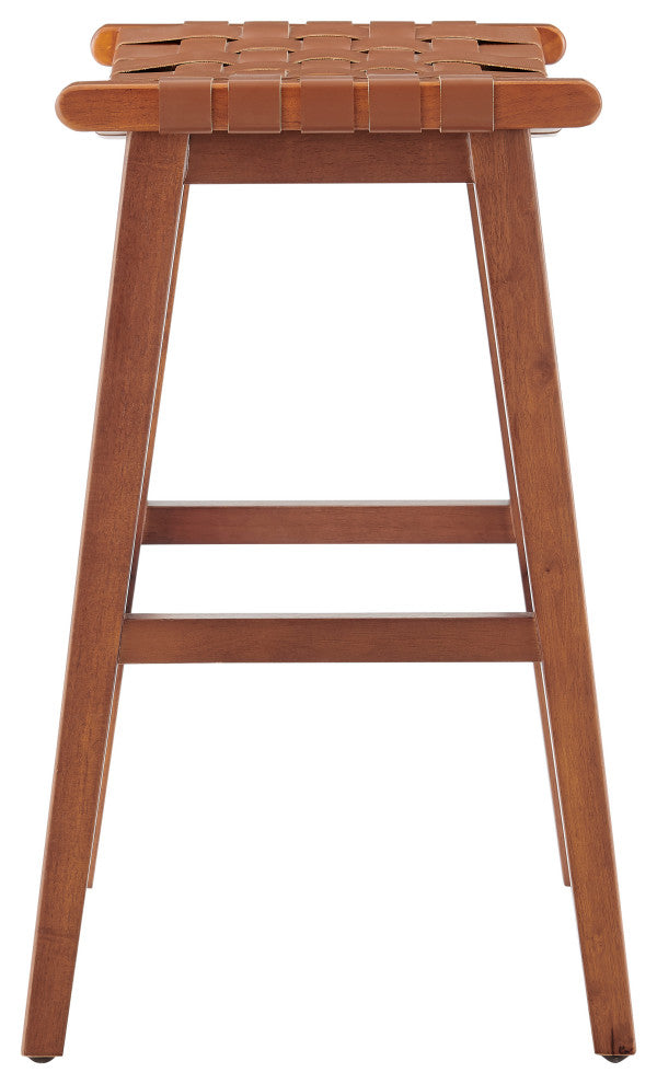 Marco PU Backless Counter Stool, Ochre Brown/Medium Brown