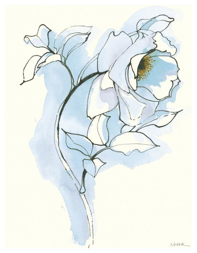 "Carols Roses III Blue" Digital Paper Print by Shirley Novak, 22"x26"