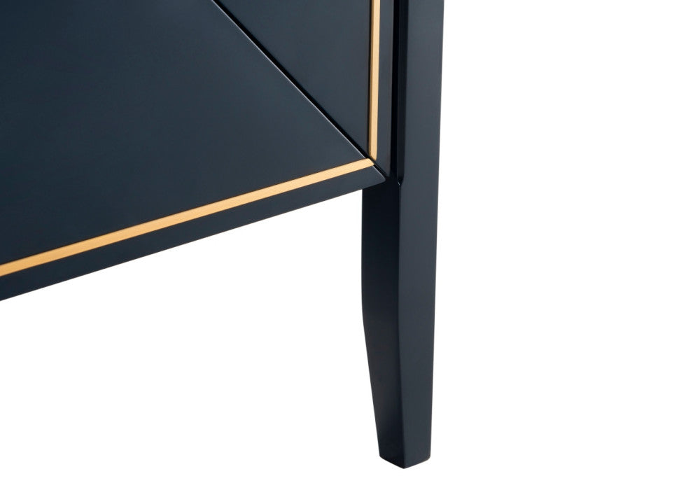 Vetro 60" Vanity With Quartz Counter Top, Gloss White, Navy Blue