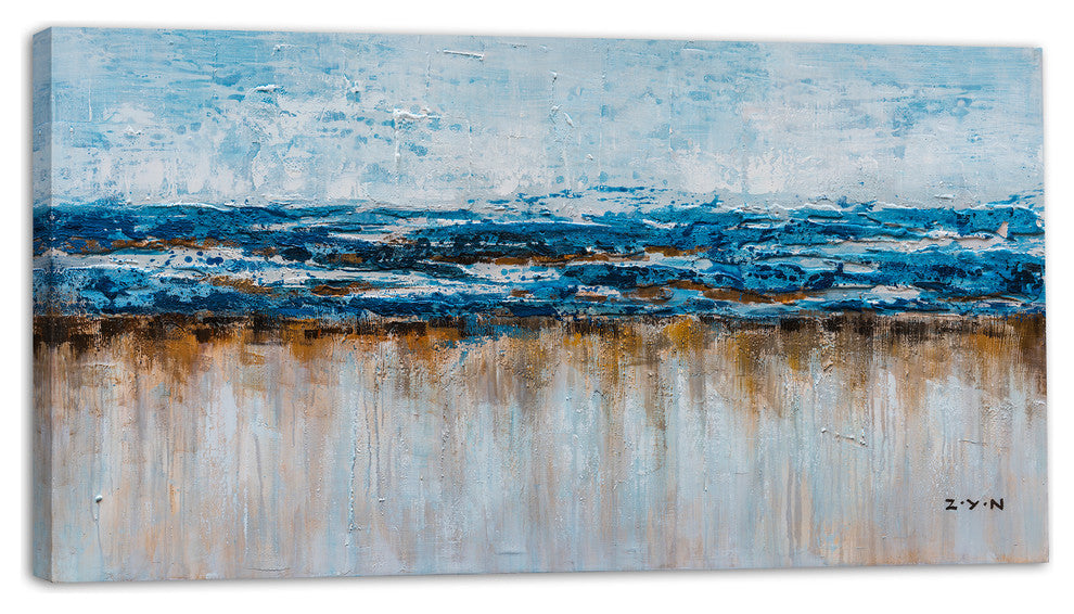 Hand Painted "Abstract Ocean Beach" Canvas original Artwork; Fine Modern Art