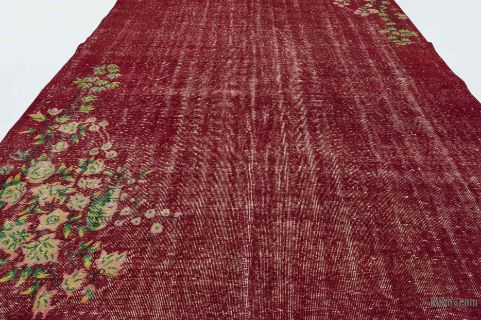 Red Vintage Turkish Hand-Knotted Rug 6' 11" x 10' 2", 83 in. x 122 in.