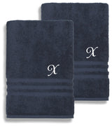 Denzi Bath Towels With Monogrammed Letter, Set of 2, X