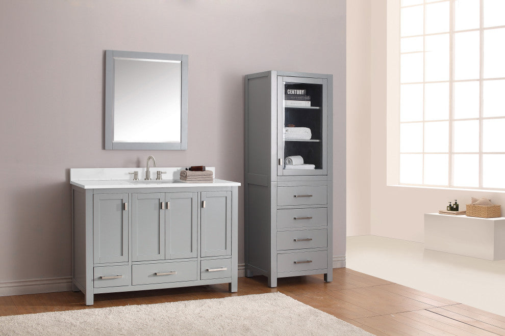 Avanity Modero 48" Vanity, Chilled Gray, Cala White Engineered Stone Top