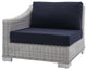 Lounge Sectional Sofa Chair Table Set, Rattan, Gray Blue Navy, Outdoor