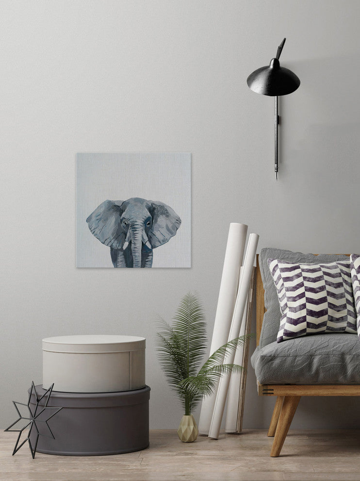 "Gray Elephant" Painting Print on Wrapped Canvas, 32"x32"