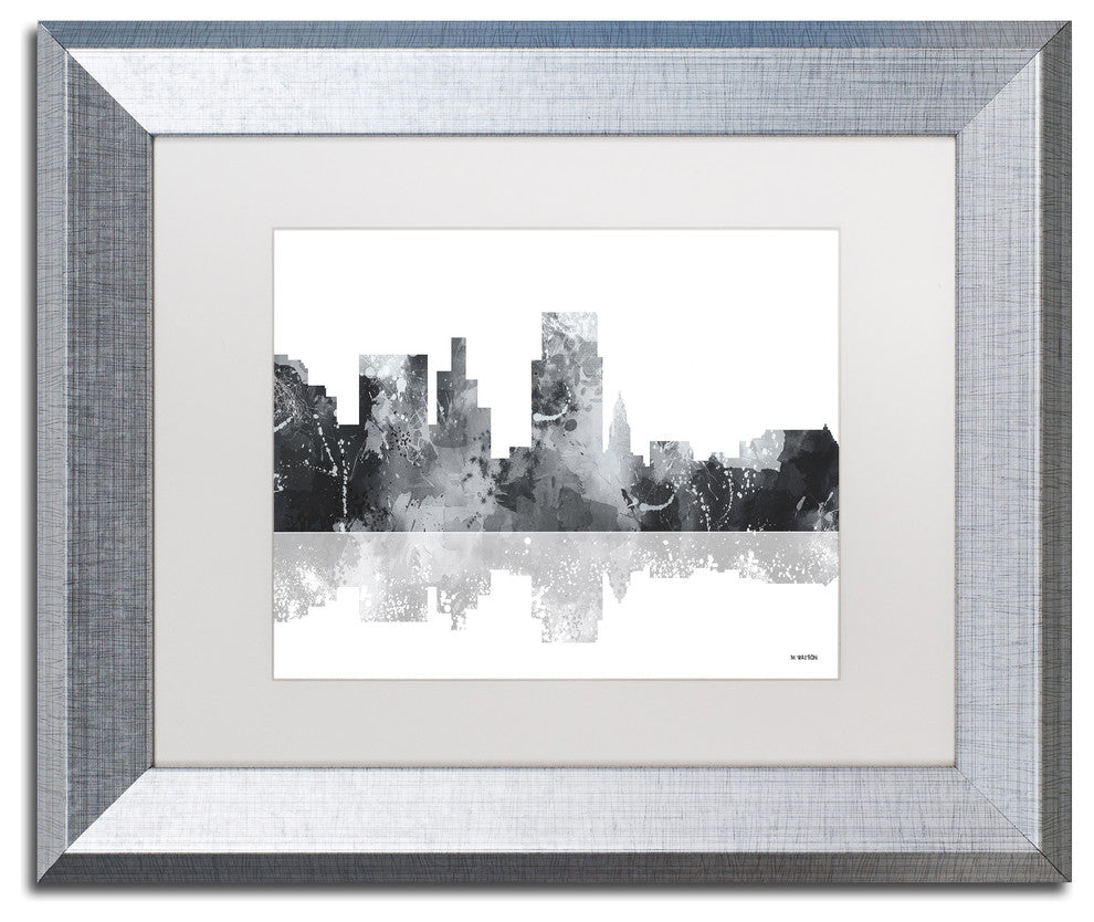 Watson 'Boise Idaho Skyline BG-1' Art, Silver Frame, 11"x14", White Matte