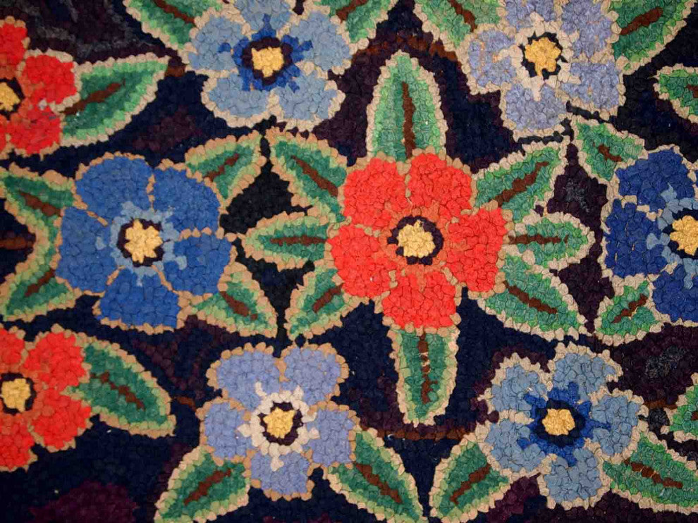 Handmade Antique American Hooked Rug, 3.4'x5.4', 103cmx166cm 1920s
